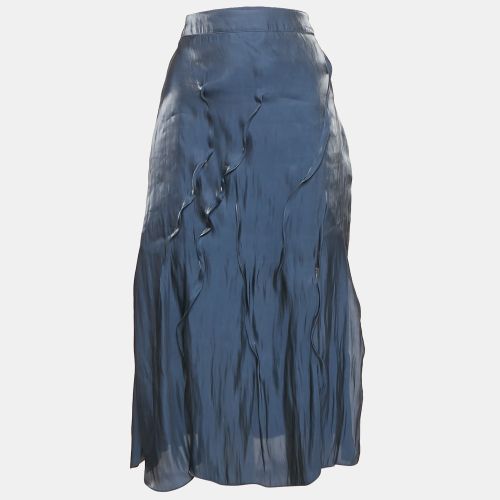 Satin Wavy Pin Tucked Midi Skirt M - Kenzo - Modalova