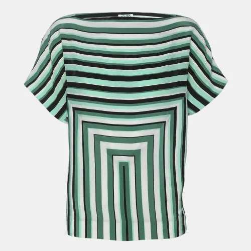 Kenzo Green Stripe Silk Tunic Blouse L - Kenzo - Modalova