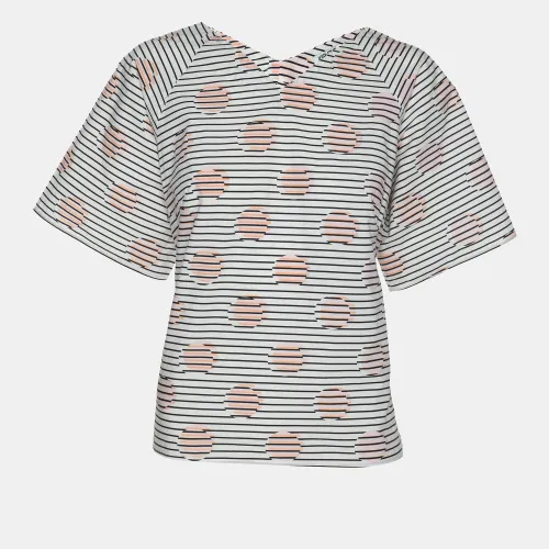 Kenzo White Striped Printed Cotton Tunic Blouse L - Kenzo - Modalova