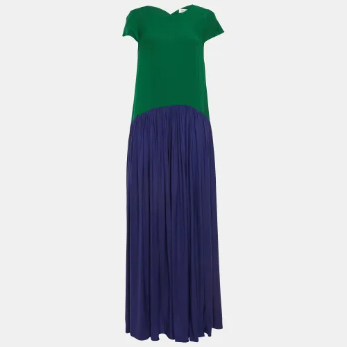 Kenzo Green/Blue Colorblock Crepe Maxi Dress S - Kenzo - Modalova