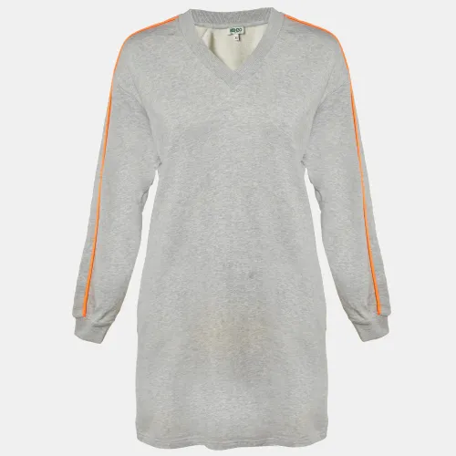 Kenzo Grey Cotton Jersey V-Neck Sweatshirt Dress XS - Kenzo - Modalova
