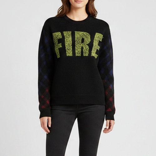 Multicolor Fire Printed Wool Blend Zip Sweater S - Kenzo - Modalova