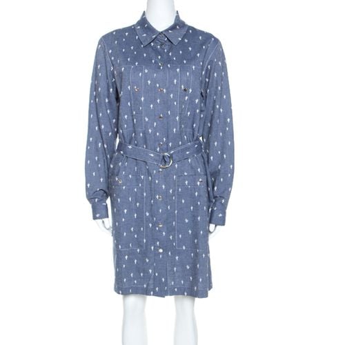 Kenzo Blue Denim Cactus Print Belted Shirt Dress L - Kenzo - Modalova