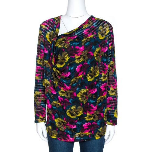 Kenzo Multicolor Printed Silk Asymmetric Draped Neck Top XL - Kenzo - Modalova