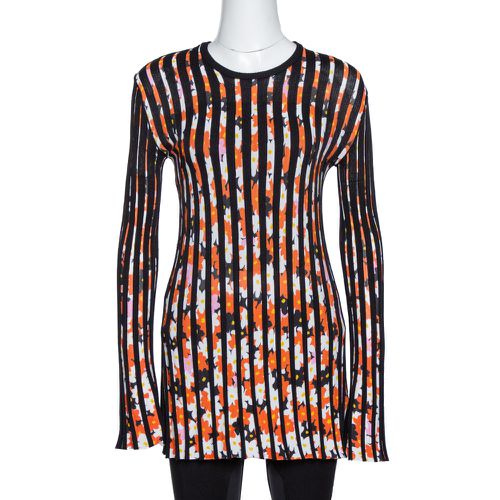 Kenzo Black Jackie Flowers Print Knit Pleated Long Sleeve Top XS - Kenzo - Modalova