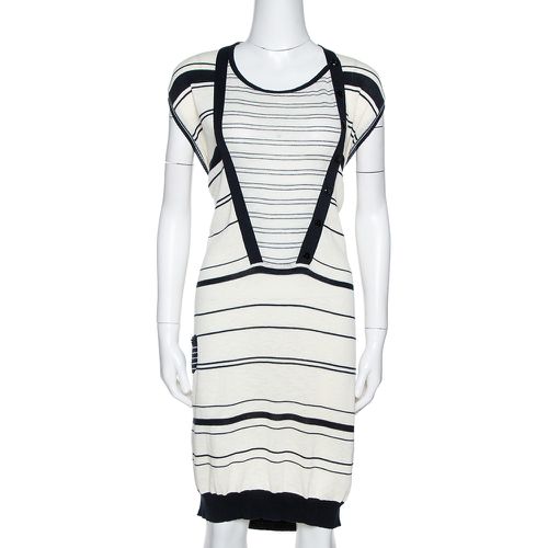 Kenzo Off White & Navy Striped Cotton Knit Sweater Dress L - Kenzo - Modalova