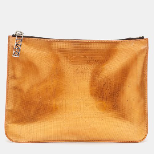 Kenzo Bronze Vinyl Tiger Motif Slim Clutch - Kenzo - Modalova