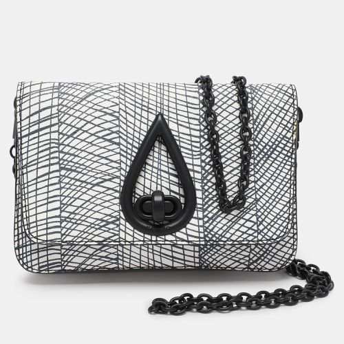 Kenzo White/Black Printed Leather Raindrop Shoulder Bag - Kenzo - Modalova