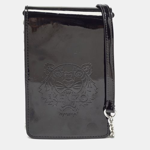 Kenzo Black Tiger Head Embossed Patent Leather Flap Crossbody Bag - Kenzo - Modalova