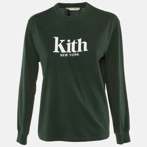 Kith Dark Green Logo Embroidered Cotton Long Sleeve T-Shirt XS - Kith - Modalova