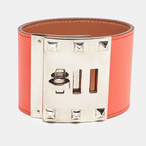 Hermes Kelly Dog Orange Leather Palladium Plated Bracelet - Hermes - Modalova