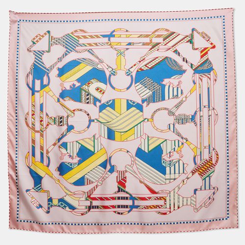 Hermès Pink/Yellow Printed Silk Double Face Tatersale En Zigzag Scarf - Hermes - Modalova