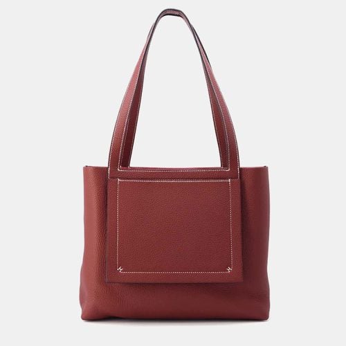 Hermes Rouge H Taurillon Clemence Cabas Sellier Bag Size 31 - Hermes - Modalova