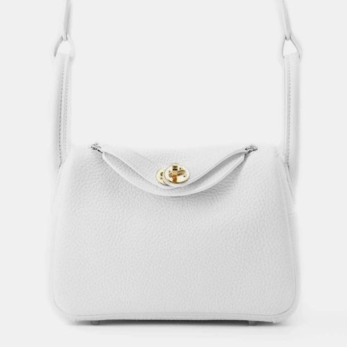 Hermes White Taurillon Clemence Lindy Mini Bag - Hermes - Modalova