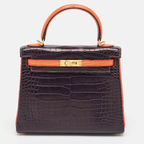 Hermès Orange Poppy/Amethyst Alligator Mississippiensis Gold Finish Kelly Retourne 25 Bag - Hermes - Modalova