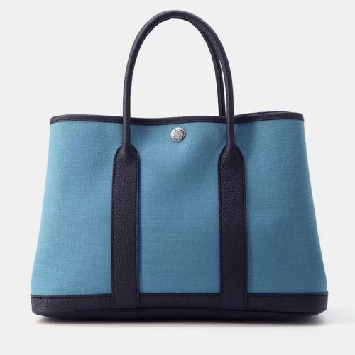 Hermes Blue Jean/Blue Indigo Toile Military Negonda Leather Garden Party Bag TPM - Hermes - Modalova