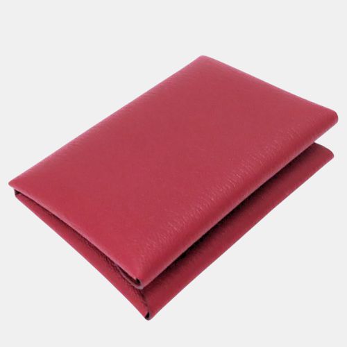 Hermes Chevre Calvi Duo Card Case Red Leather - Hermes - Modalova