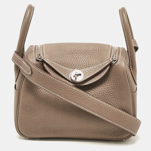 Hermes Etoupe Togo Leather Palladium Finish Mini Lindy Bag - Hermes - Modalova