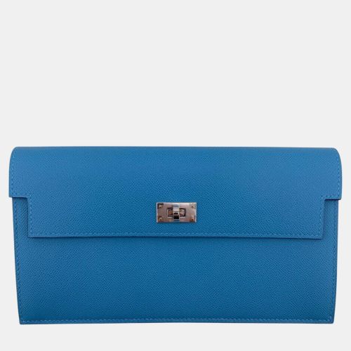 Hermes Blue Jean Epsom Leather Long Kelly Pocket Wallet - Hermes - Modalova