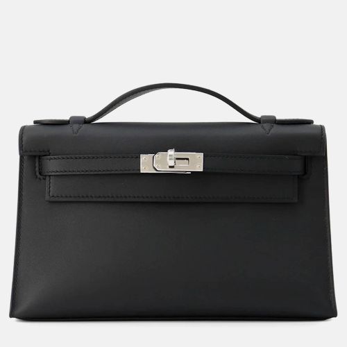 Hermes Pochette Kelly Black Swift Leather Clutch - Hermes - Modalova