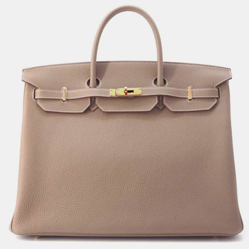 Hermes Etoupe Togo Leather Birkin 40 Tote Bag - Hermes - Modalova