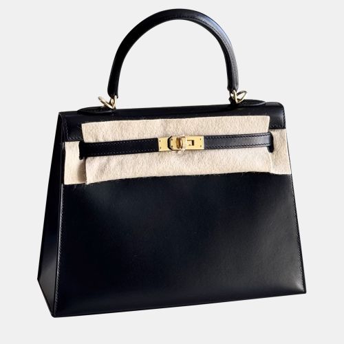 Hermes Black Box Leather Kelly 25 Tote Bag - Hermes - Modalova