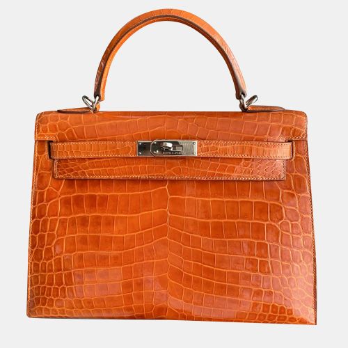 Hermes Orange Crocodile Leather Kelly 32 Handbag - Hermes - Modalova