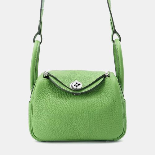 Hermes Vert Yucca Taurillon Clemence Mini Lindy Shoulder Bag - Hermes - Modalova