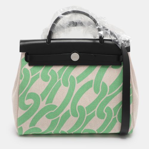 Hermès Vert Comics/Black H Plume Canvas and Vache Hunter Leather Maillons & Co Motif Herbag Zip 31 Bag - Hermes - Modalova