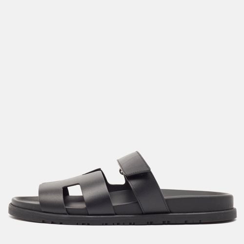 Hermes Black Leather Chypre Sandals Size 42 - Hermes - Modalova