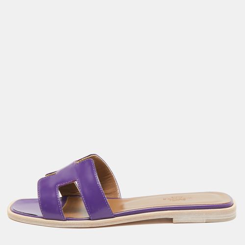 Hermes Purple Leather Oran Flat Slides Size 36.5 - Hermes - Modalova