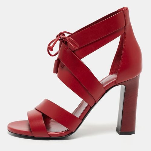 Hermes Dark Red Leather Ankle Strap Sandals Size 38 - Hermes - Modalova