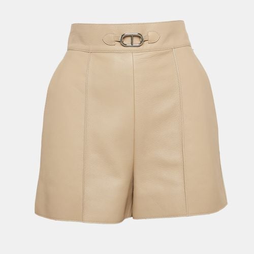 Hermès Beige Leather Pink Tuck Detail Shorts M - Hermes - Modalova