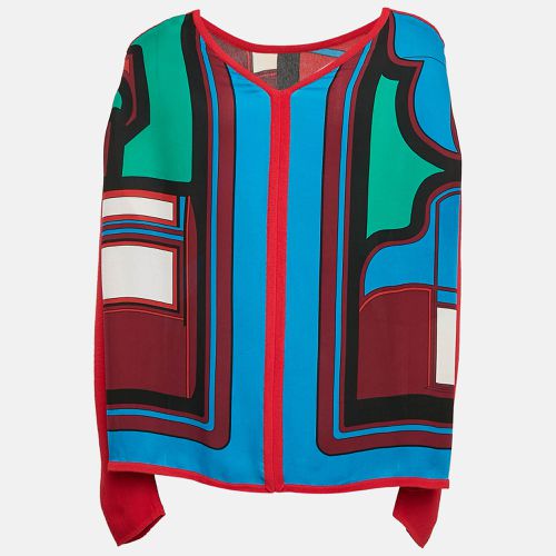 Hermes Red Printed Silk and Knit Long Sleeve Top L - Hermes - Modalova