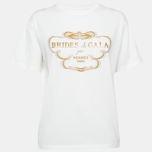 Hermès White Printed Cotton Crew Neck T-Shirt M - Hermes - Modalova