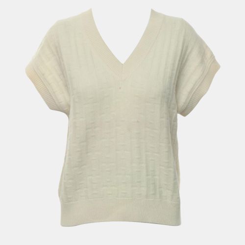 Hermes Cream Wool, Polyamide Knitted V-Neck Top IT Women 34 - Hermes - Modalova