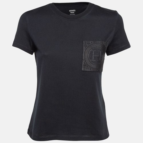 Hermes Black Cotton Embroidered Pocket Detailed T-Shirt S - Hermes - Modalova