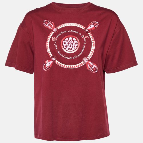 Hermes Maroon Couvertures et Tenues Print Cotton Crew Neck T-Shirt L - Hermes - Modalova