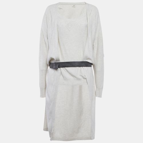 Hermes Beige Cashmere Knit Leather Trim Cardigan and Jumper Set L - Hermes - Modalova