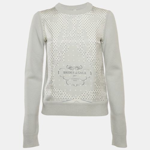 Hermès Light Blue Brides de Gala Print Silk and Wool Blend Twillaine Sweater S - Hermes - Modalova