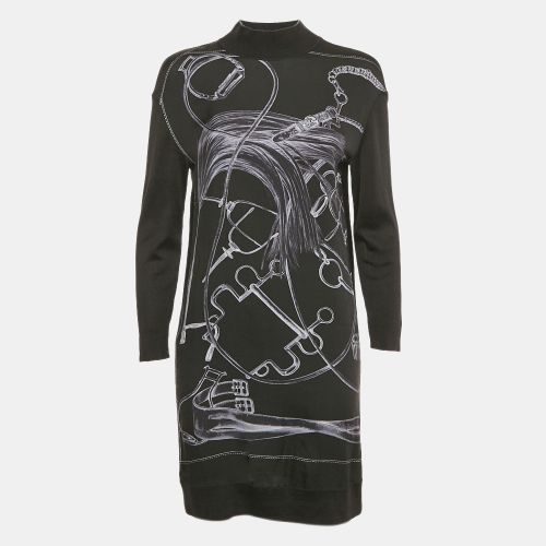 Hermes Black Printed Silk and Knit Mini Dress S - Hermes - Modalova