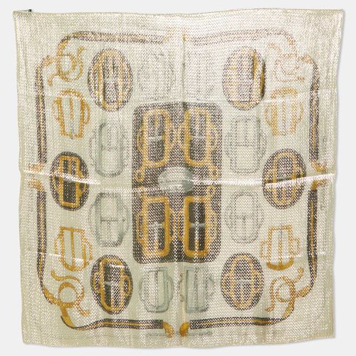 Hermes Beige/Gold Bouclerie d'Attelage Lurex Silk Glitter Scarf - Hermes - Modalova