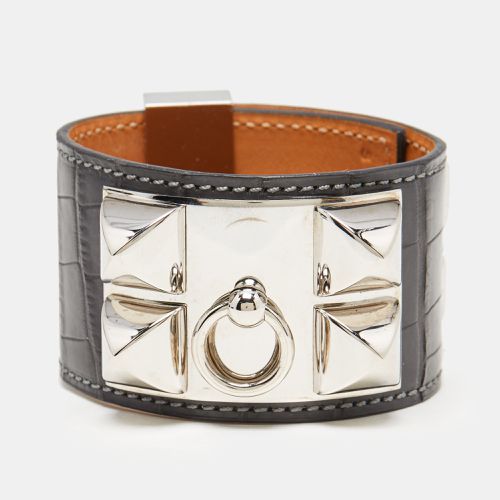 Hermès Collier De Chien Black Alligator Leather Palladium Plated Bracelet - Hermes - Modalova