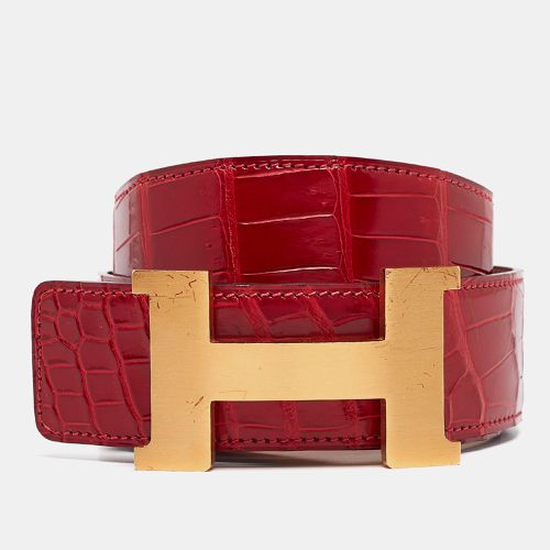 Hermes Braise Crocodile Porosus Brushed Constance Buckle Belt 90 CM - Hermes - Modalova