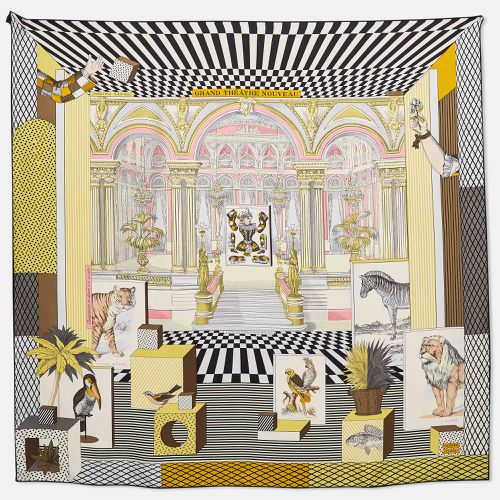 Hermès Yellow/Black Printed Silk Grand Theatre Nouveau Scarf - Hermes - Modalova