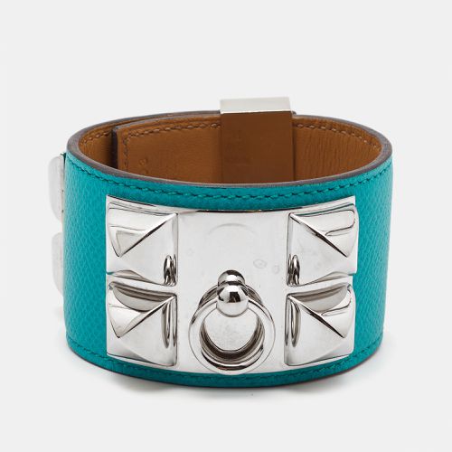 Hermes Collier de Chien Leather Palladium Plated Wide Bracelet - Hermes - Modalova