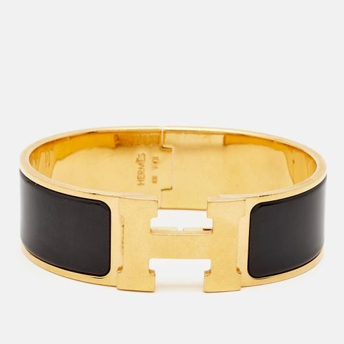 Hermes Clic Clac H Black Enamel Gold Plated Bracelet - Hermes - Modalova