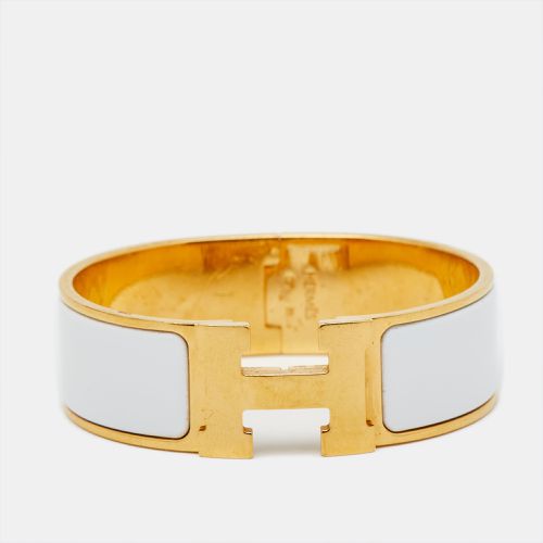 Hermès Clic Clac H White Enamel Gold Plated Wide Bracelet - Hermes - Modalova