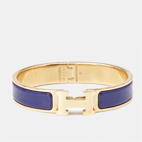 Hermès Clic H Navy Blue Enamel Gold Plated Bracelet - Hermes - Modalova