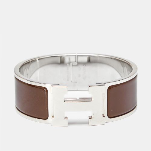 Hermès Clic Clac H Brown Enamel Palladium Plated Bracelet - Hermes - Modalova